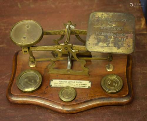 Set of vintage Victorian postal scales with weights