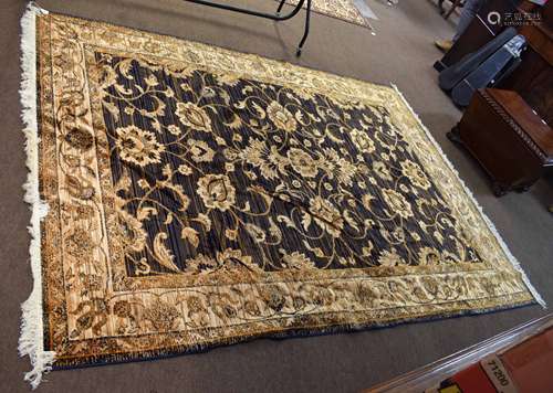 Modern floral carpet, gold/brown field, 2.7 x 1.96m