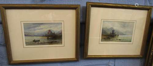 Emile A Krause, signed pair of watercolours, Lakeland scenes with castles (both titled), 8 x 13cm