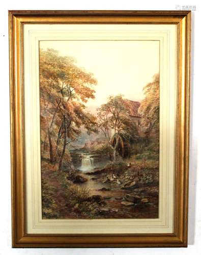 John Syer, signed watercolour, River landscape with mill, 44 x 30cm