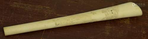 Ivory stick carved with monkeys, early 20th century, 19cm long