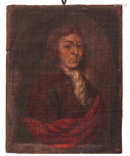 English School (18th century), Half-length portrait of a gent oil on canvas laid to panel 16 x 13cm,