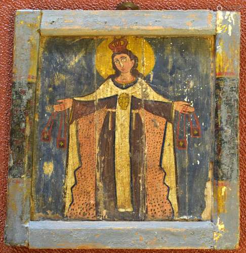 Early icon on panel, 13 x 12cm