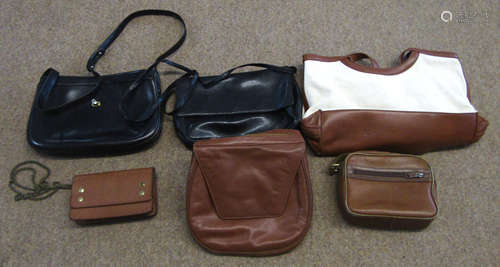 Collection of six various ladies handbags in various colours and styles including Henrys of London