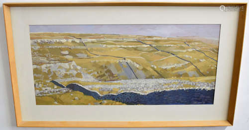 Alan Green (20th century) Rolling hills, gouache, signed and dated 87 lower right, 33 x 71cm