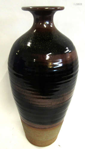 Ray Finch (1914-2012) Large Studio pottery baluster vase with Ten Moku glaze, 38cm high