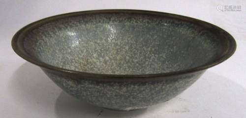 Hazel Johnston (20th Century) Small Studio Pottery bowl with mottled blue design, 14cm diam