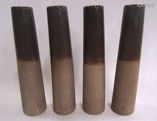 Group of four Studio Pottery cylindrical vases, 24cm high