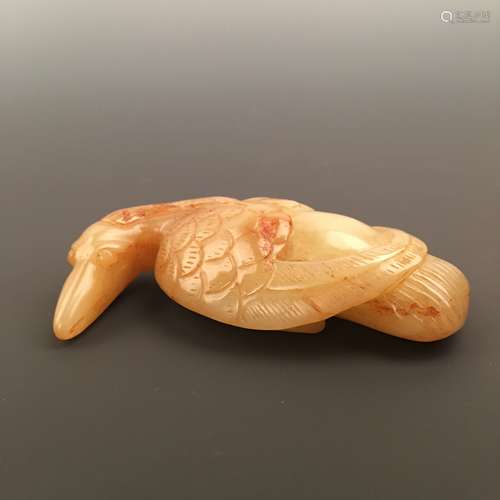 Chinese Jade Duck Figure