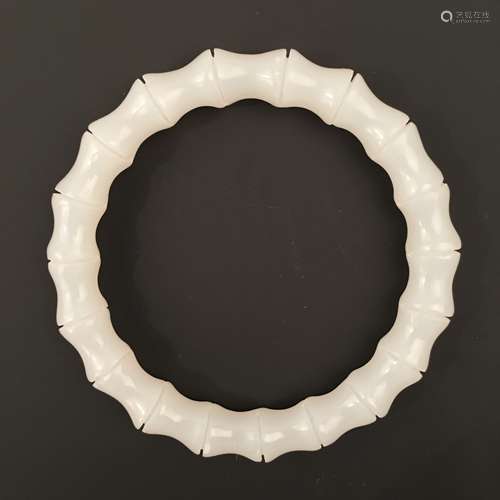 Chinese White Jade Bamboo Style Bracelet