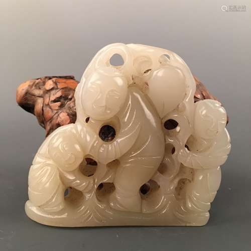 Chinese Jade Figure Ornament Openwork