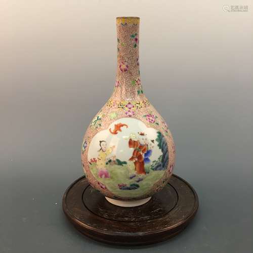 Chinese Famille Rose Vase, Yongzheng Mark