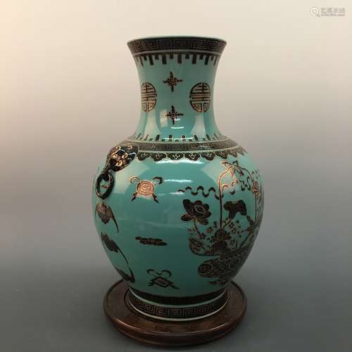 Chinese Celdon Glazed Vase, Kangxi Mark