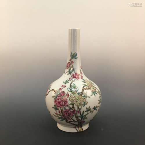 Chinese Famille Rose Vase with Yongzheng Mark