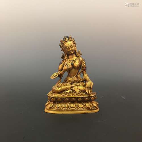 Chinese Gilded-Gold Bronze Buddhist Statue