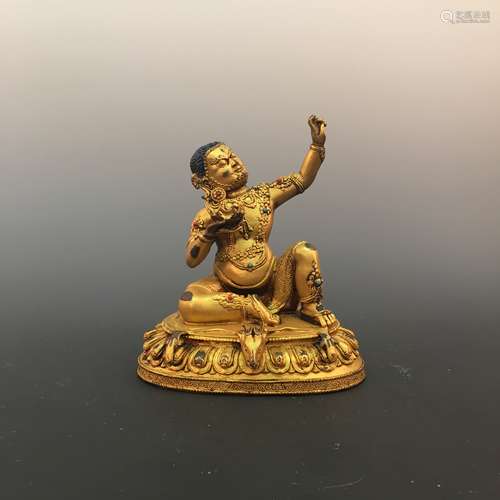 Chinese Gilded-Gold Bronze Buddhist Statue