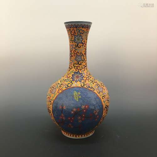 Chinese Cloisonne Flower Vase with Qinglong Mark