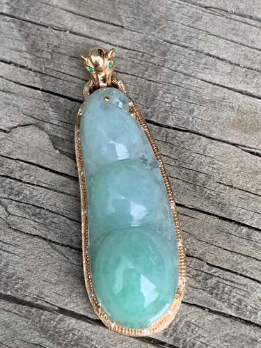 Green Jadeite 18K Gold Pendant