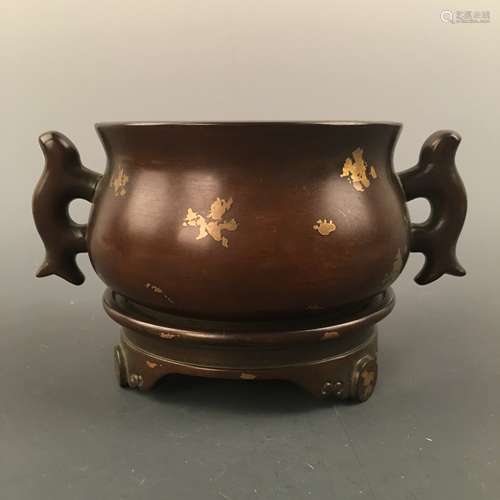 Chinese Gilt Dot Bronze Censer