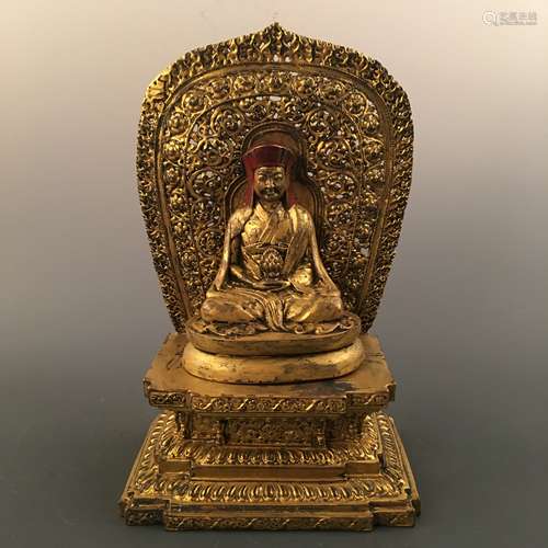 Chinese Gilt Bronze Lama Figure