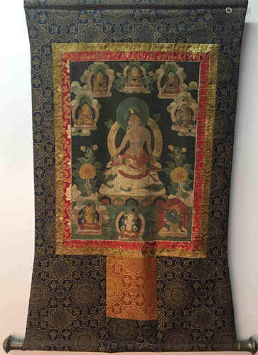 Chinese Hanging Scroll Tibetan Thangka and Lineage