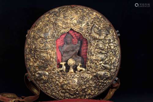 A Chinese Tibetan Bronze Box with Cover