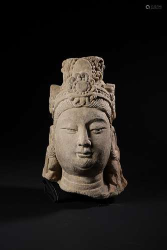 A Chinese Carved Stone Buddha Head