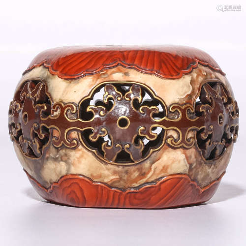A Chinese Stone-Pattern Glazed Porcelain Stool
