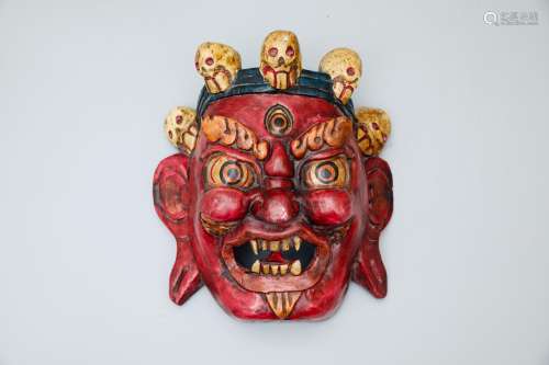 A Chinese Carved Wood Mask