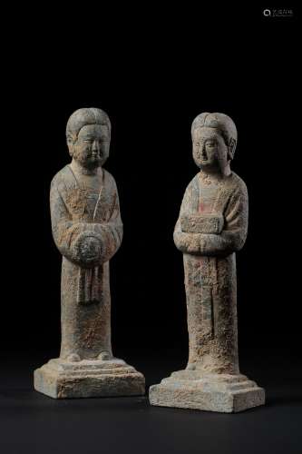 Two Chinese Carved Stone Figures
