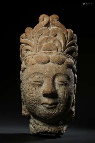 A Chinese Carved Stone Buddha Head