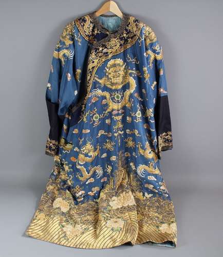 A 19th Century Chinese Silk Jifu Dragon Robe