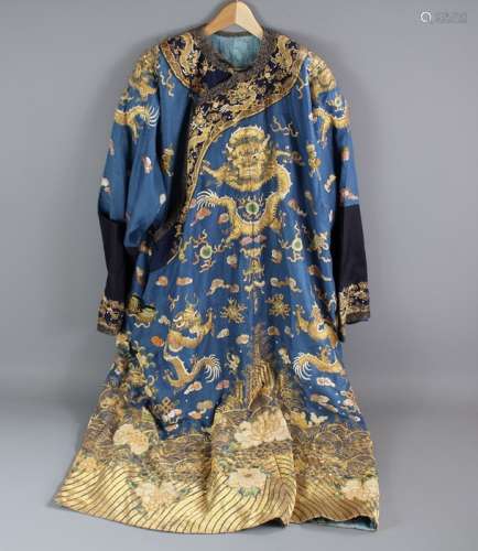 A 19th Century Chinese Silk Jifu Dragon Robe