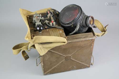 A WWII Period Army Morse Signalling Lamp, complete with original box and battery