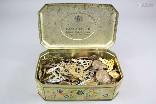 A Vintage Tin of Military Badges, approx 100