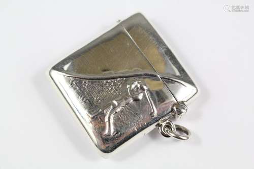 A Silver Vesta Case, embossed with a golfer, approx 3