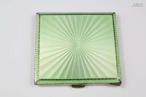 A Silver and Green Enamel Cigarette Case, with gilt interior, Birmingham hallmark, dated 1948, mm AC