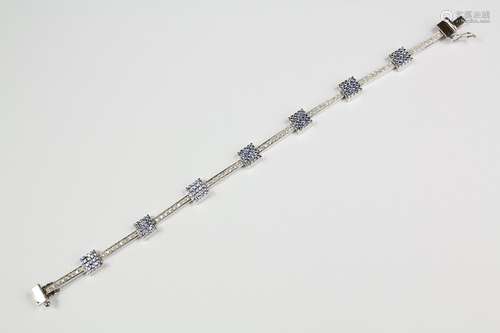 Italian 9ct White Gold Sapphire & Diamond Bracelet