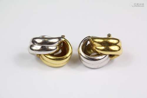 A Pair of Italian 18ct White and Yellow Gold Earrings, approx 8