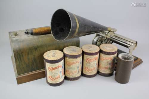 A Vintage American Patent 'The Graphophone', complete with winder key and horn