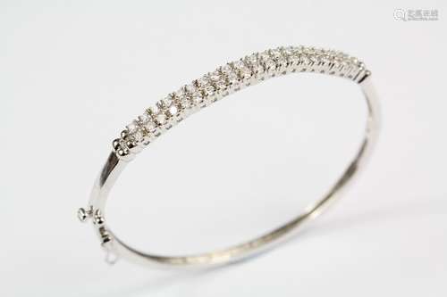 A Silver and Cubic Zircon Bangle