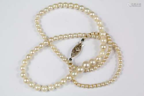 Antique Graduated Pearl Necklace, on 9ct gold clasp, approx 2mm to 6mm pearls, approx 48 cms l