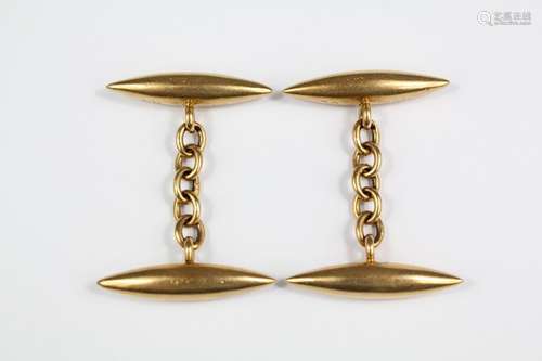 Gentleman's 18ct Yellow Gold Torpedo Cufflinks, approx 6