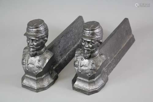 A Pair of Fire Iron Rests, modelled as French Legionnaire, approx 33 cms