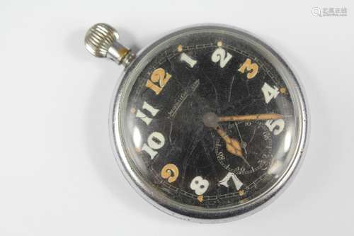 A Vintage Jaeger Le Coultre Pocket Watch, the watch having a black face with numeric dial (af), the movement in good condition stamped 497/1, the case stamped 119796