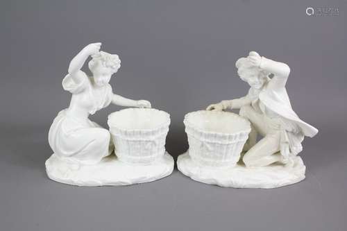 A Pair of Victorian Blanc de Chine Figurines; each approx 20 x 20 cms, impressed marks to base (subject to restoration)