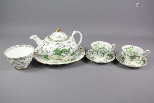 A Part New Chelsea Tea Set; Pattern 1349 comprising teapot, lid and cake plate; Tuscan pattern 9689 three teacups, six saucers; Plant pattern 1349 two coffee cups, six side plates; Royal Chelsea pattern 1349 sugar bowl