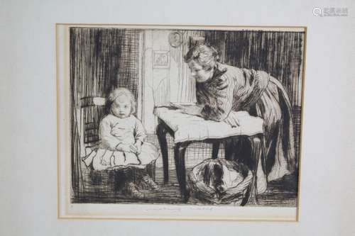 Limited Edition 20th Century Print, 'Mother and Infant', signed in the margin lower right G