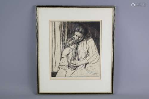 William Lee-Hankey RWS ROI (1869-1952), Etching, 'Mother and Daughter', signed in the margin with artists blind stamp, approx 29 w x 34 h cms, framed and glazed