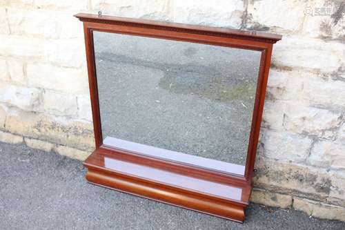 An Edwardian Mahogany Over-mantel Mirror, the mirror having a fall front drawer, approx 95w x 98 h x 18 cms